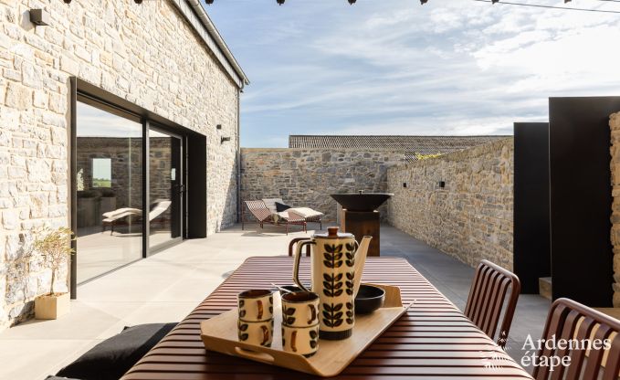 Authentiek vakantiehuis voor 6 personen in Anhe met priv sauna, overdekt terras en luxe interieur