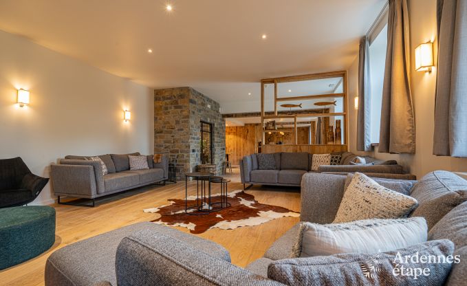 Ruime vakantiewoning voor 15 personen in Hotton, Ardennen, met 6 slaap- en badkamers, haardvuur, biljart en terras met vuurkorf