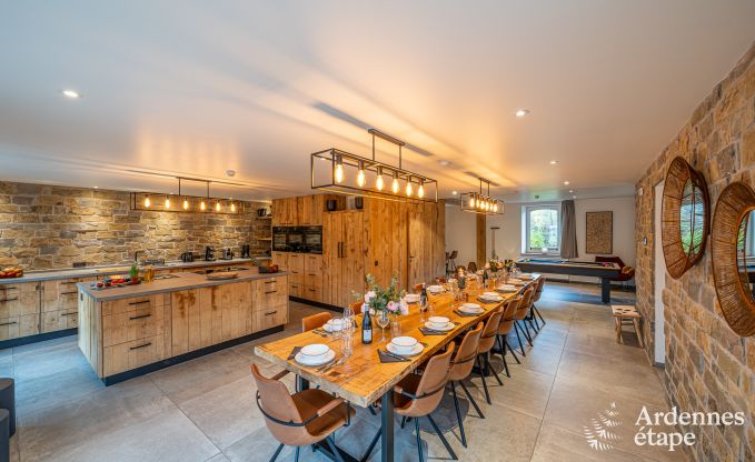 Ruime vakantiewoning voor 15 personen in Hotton, Ardennen, met 6 slaap- en badkamers, haardvuur, biljart en terras met vuurkorf