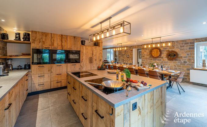 Ruime vakantiewoning voor 15 personen in Hotton, Ardennen, met 6 slaap- en badkamers, haardvuur, biljart en terras met vuurkorf