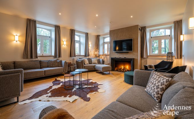 Ruime vakantiewoning voor 15 personen in Hotton, Ardennen, met 6 slaap- en badkamers, haardvuur, biljart en terras met vuurkorf
