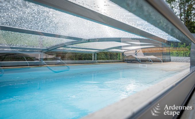 Charmant vakantiehuis in Manhay voor 8 personen, met verwarmd buitenzwembad, priv�vijver en fietsgarage aan de rand van het bos