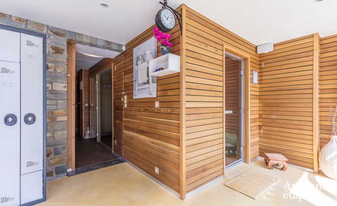 Luxe villa in Redu, Ardennen, 9 personen, buitenzwembad, sauna, stoombad, binnen- en buitenjacuzzi, privtuin, volledige uitrusting
