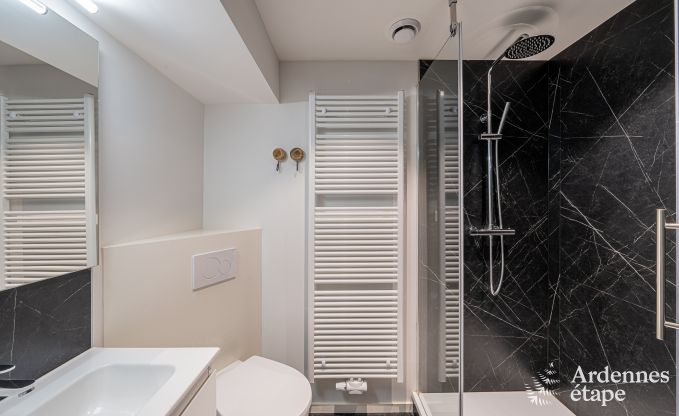 Ruime chalet voor 8 personen in Trois-Ponts met binnen-buitenzwembad, sauna en priv�terras aan het water