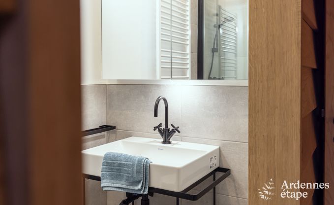 Charmante houten paalwoning boven een vijver in Vencimont, voor 4 personen