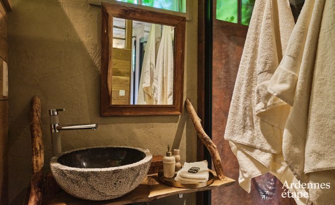 Romantische tiny house voor 2 personen met priv� jacuzzi, houtpelletkachel en tuin in Vielsalm, Ardennen